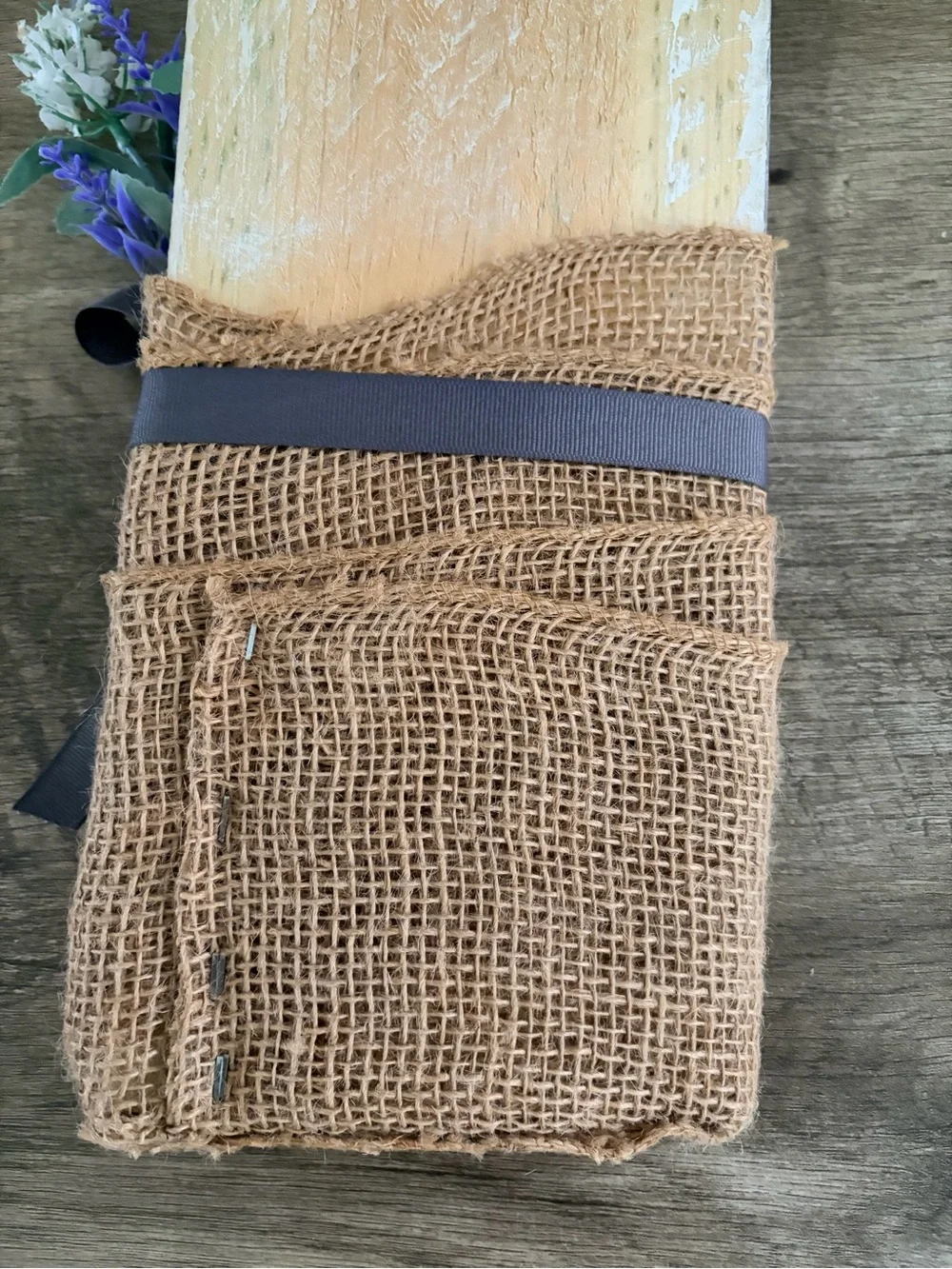 Rustic Burlap Lavender Bundle with Gray Ribbon - Home Bath